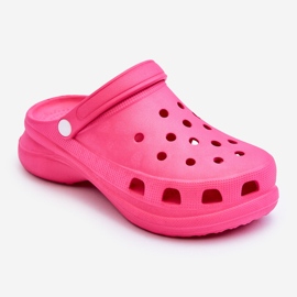 PG2 Foam Crocs Sandals On A Chunky Sole Dark Pink Katniss 1