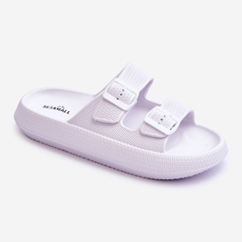 Women's Foam Slippers With Stripes White Sharmen 1