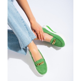 Women's green Shelovet loafers on the platform 2