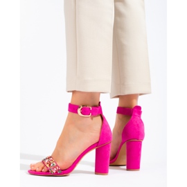 Women's fuchsia sandals with decorative Vinceza stones pink 1