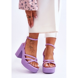 FS1 Fashionable High Heels Sandals With Purple Shemira Stripes 1