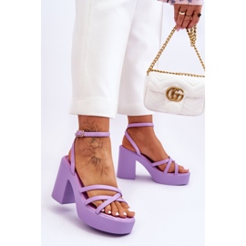 FS1 Fashionable High Heels Sandals With Purple Shemira Stripes violet 2 FS1 Fashionable High Heels Sandals With Purple Shemira Stripes violet 2