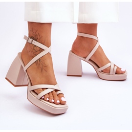 FS1 Fashionable Heels And Platform Beige Secret Rose Sandals 2