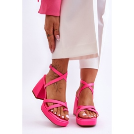 FS1 Fashionable Pink Secret Rose High Heels And Platform Sandals 1