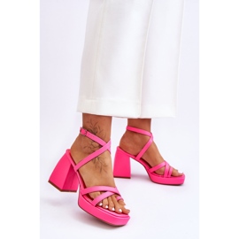 FS1 Fashionable Pink Secret Rose High Heels And Platform Sandals 2