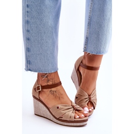 PS1 Women's Sandals On A Braided Wedge Dark Beige Judith 1 PS1 Women's Sandals On A Braided Wedge Dark Beige Judith 1