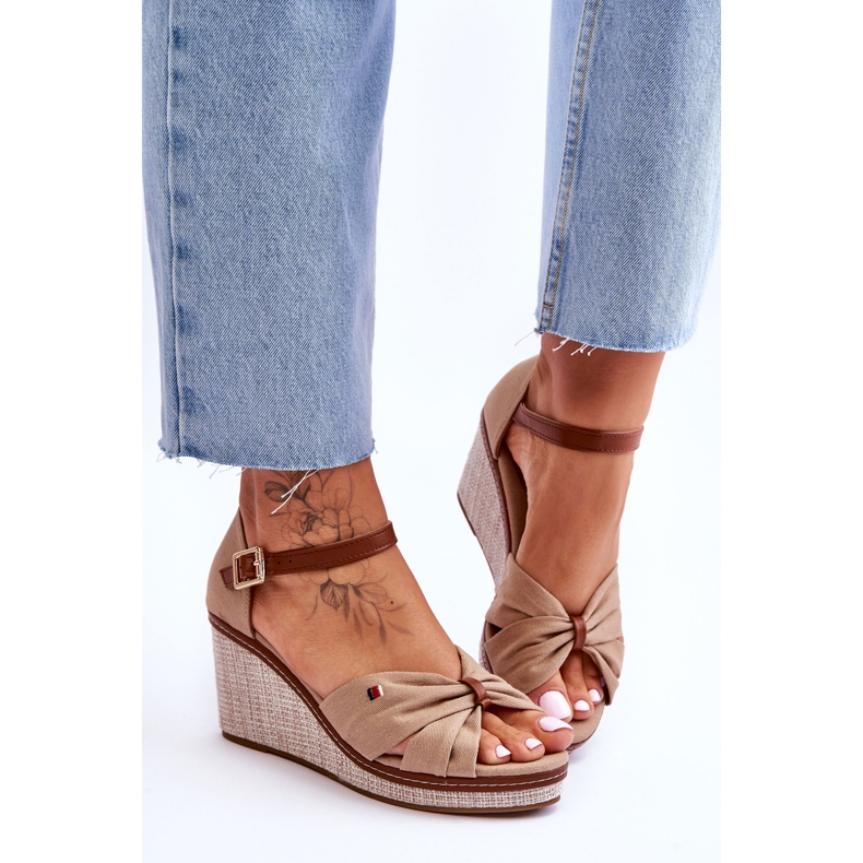 PS1 Women's Sandals On A Braided Wedge Dark Beige Judith 1 PS1 Women's Sandals On A Braided Wedge Dark Beige Judith 1