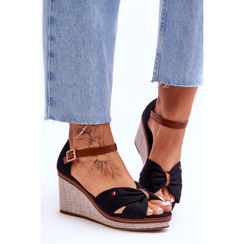 PS1 Women's Sandals On A Braided Wedge Black Judith 1