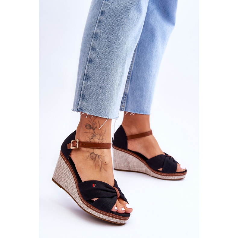 PS1 Women's Sandals On A Braided Wedge Black Judith 2