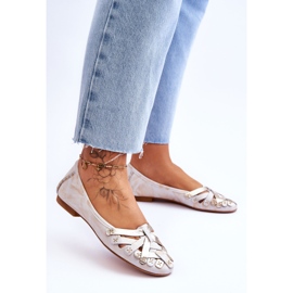 Women's Leather Ballerinas Maciejka 01358-22 Beige-Gold 2 Women's Leather Ballerinas Maciejka 01358-22 Beige-Gold 2