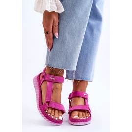 Suede Sandals With Velcro Big Star LL276012 Pink 1