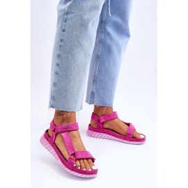 Suede Sandals With Velcro Big Star LL276012 Pink 2 Suede Sandals With Velcro Big Star LL276012 Pink 2