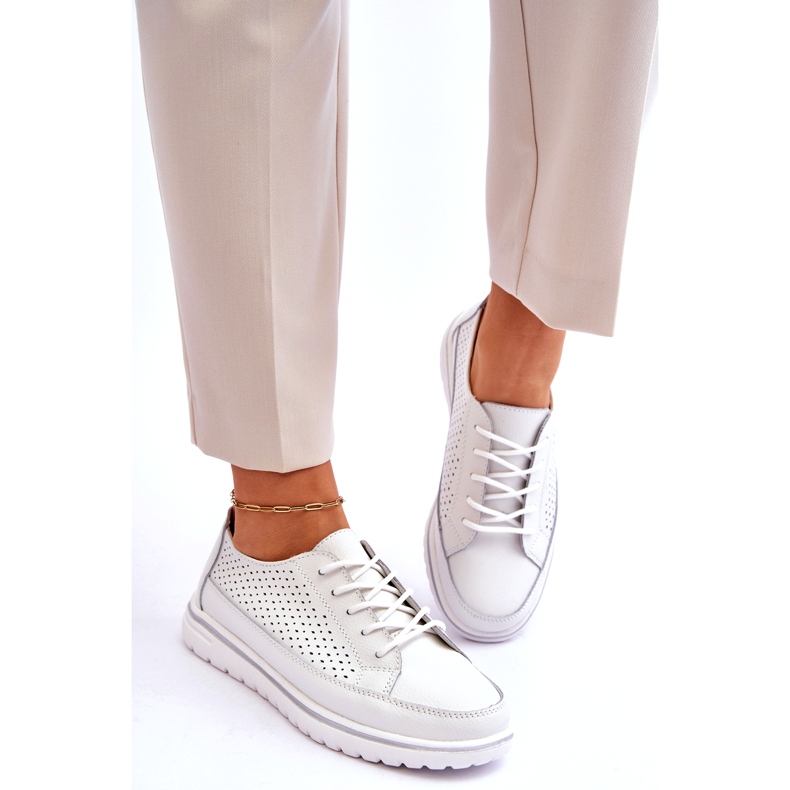 Vinceza Women's Leather Sports Shoes Sneakers White Elami 6