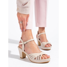 Women's suede sandals on a stable post Shelovet beige 1 Women's suede sandals on a stable post Shelovet beige 1