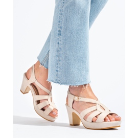 Women's beige suede heel sandals from Shelovet 1