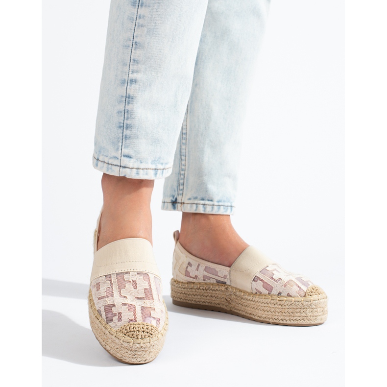 Lace espadrilles on the platform Shelovet black beige 1