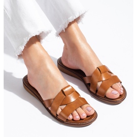 W. Potocki Women's brown leather slippers from Potocki 1