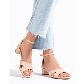 Beige elegant low heel sandals from Shelovet 2