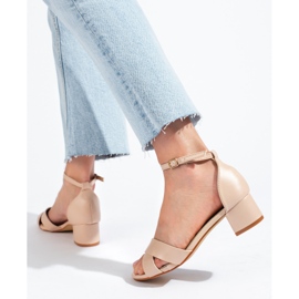 Beige elegant low heel sandals from Shelovet 1