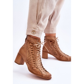 Leather Openwork Boots Maciejka 05508-10 Dark beige 2