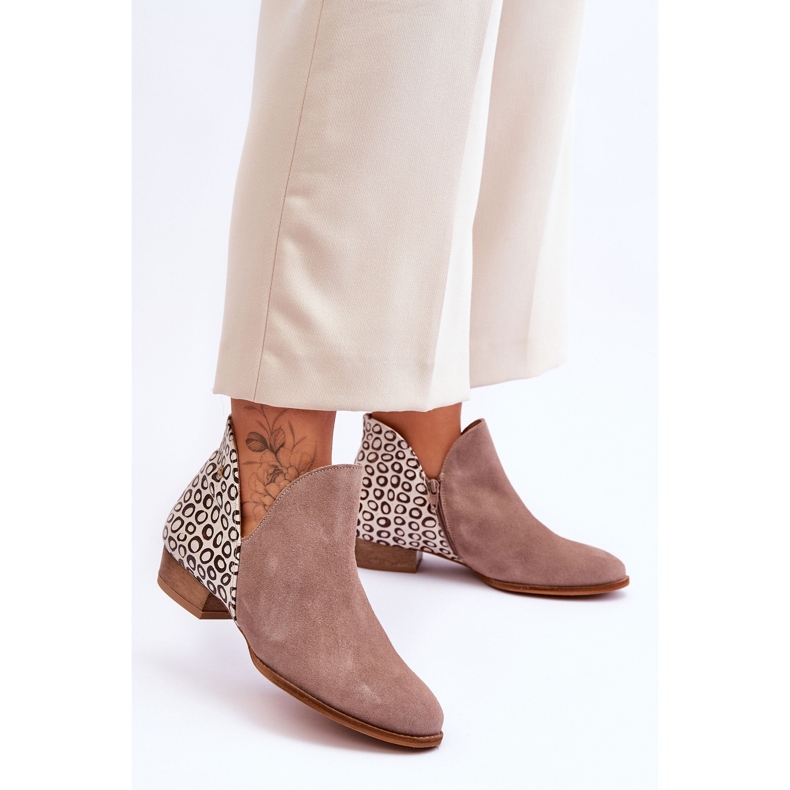 Maciejka Leather Boots With Spots 04091-55 Dark Beige 1 Maciejka Leather Boots With Spots 04091-55 Dark Beige 1