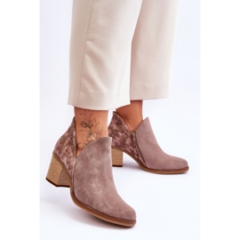 Women's Leather Boots On Heel Maciejka 04492-14 Dark Beige 1