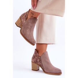 Women's Leather Boots On Heel Maciejka 04492-14 Dark Beige 2
