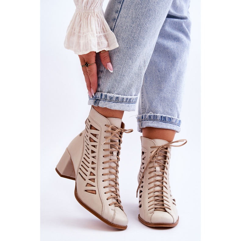 Leather Openwork Boots Maciejka 05508-22 Light beige 1