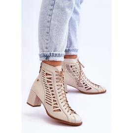 Leather Openwork Boots Maciejka 05508-22 Light beige 2
