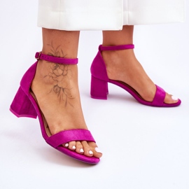 FB1 Purple Quincy Low Heel Suede Sandals 2