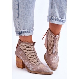 Leather Boots With Mesh Maciejka 05842-04 Beige 1