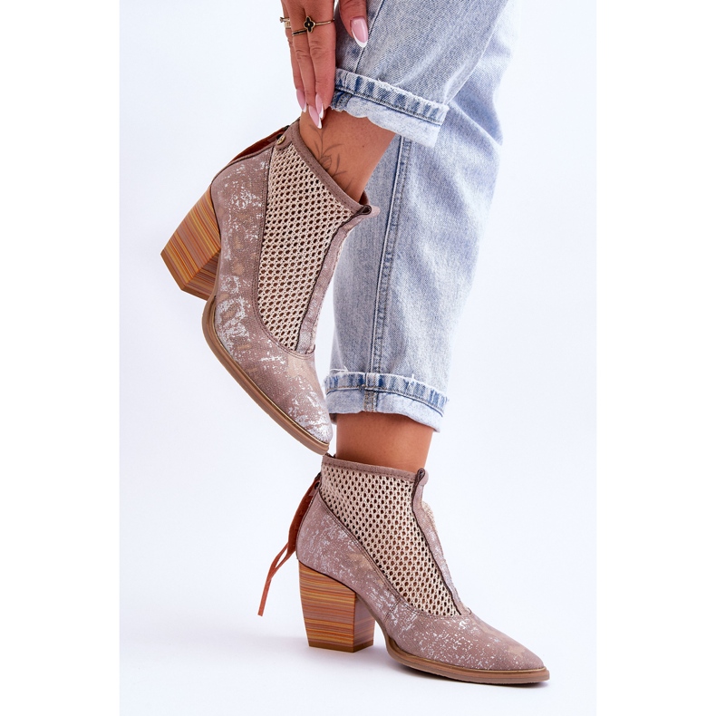 Leather Boots With Mesh Maciejka 05842-04 Beige 2
