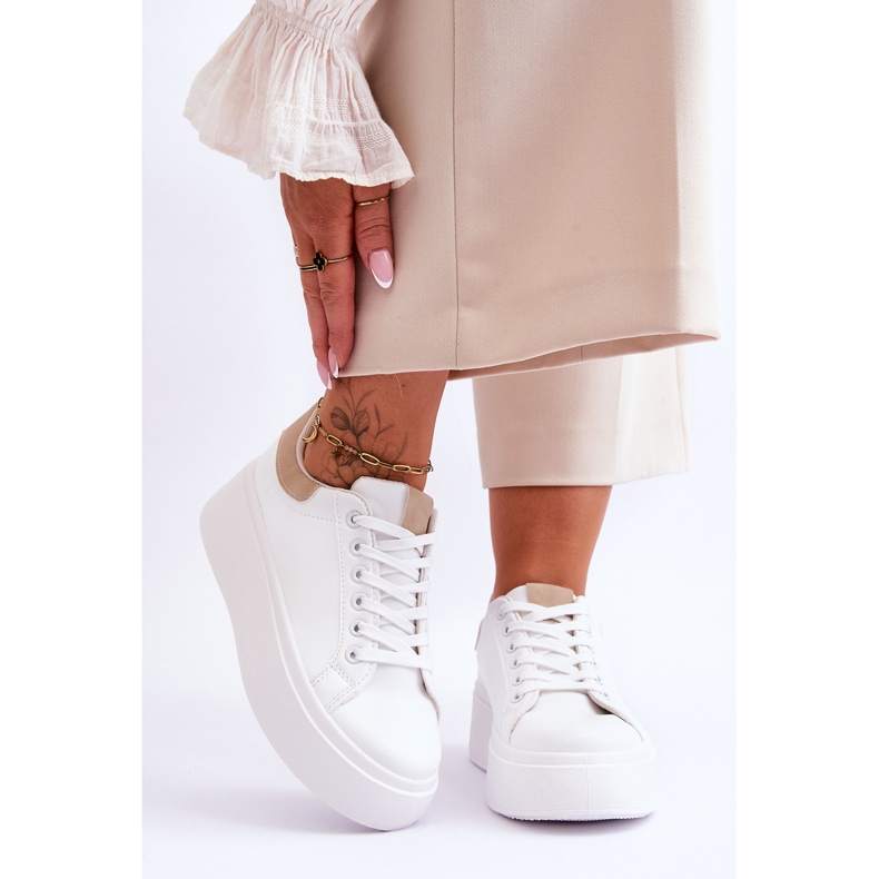 Sports Shoes On A Massive Platform White And Beige Boneti 1