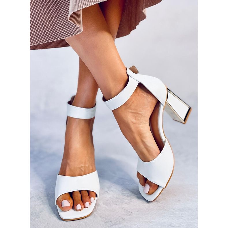 Tamara White geometric heel sandals 1
