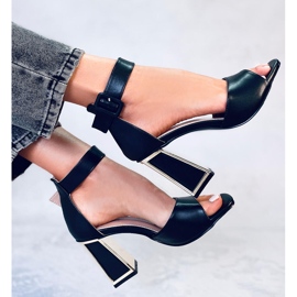 Tamara Black geometric heel sandals 1