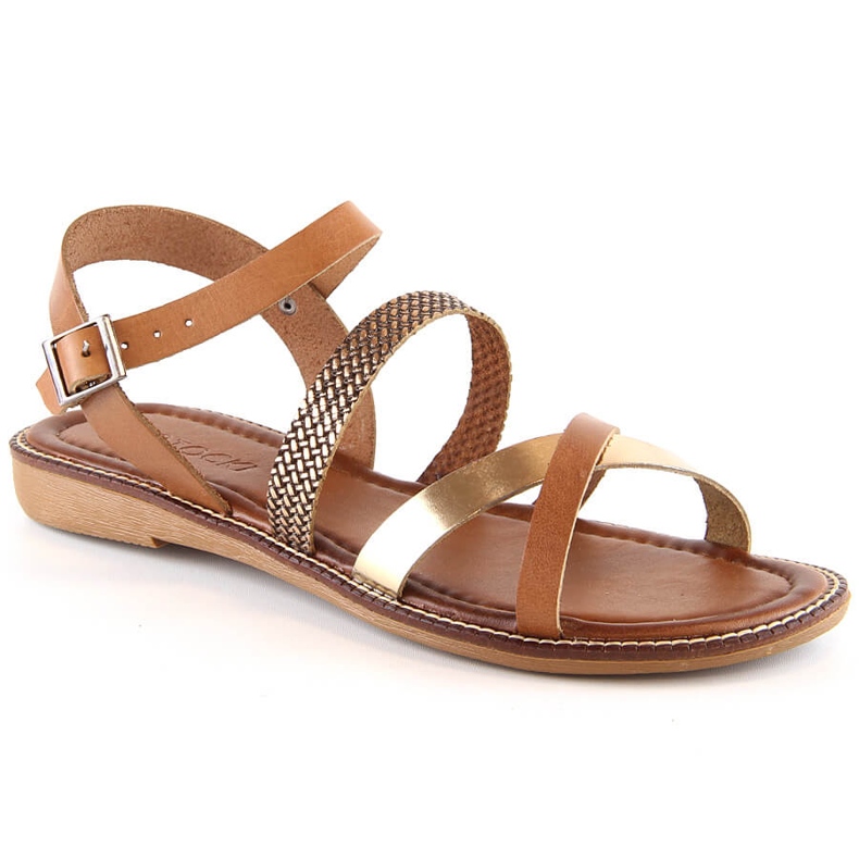 Women's brown flat sandals Potocki RS64007 2