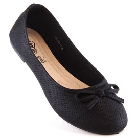 Women's black ballerinas with a bow eVento 1136 1