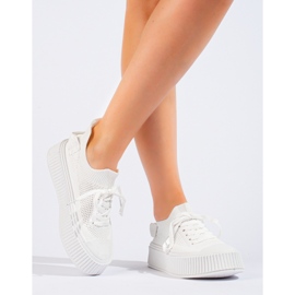 White openwork sneakers on the Shelovet platform 1