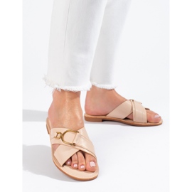 Women's beige Shelovet slippers 1