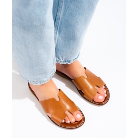 W. Potocki Women's leather slippers brown Potocki 1
