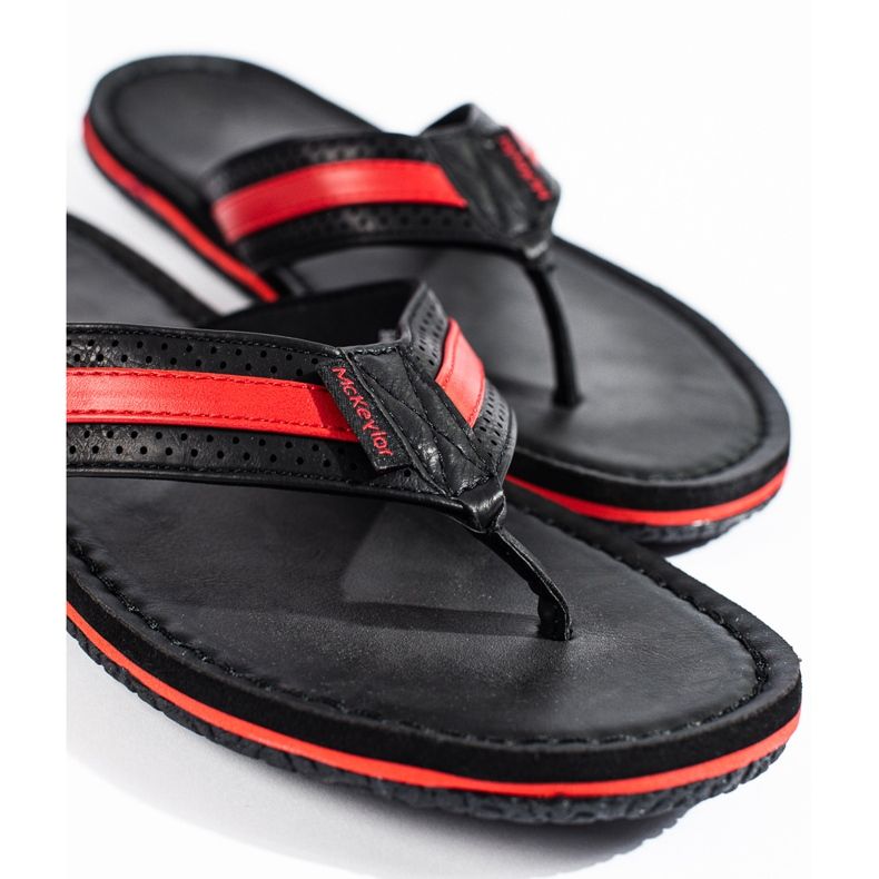 W. Potocki Men's black flip-flops made of ecological leather Potocki 1