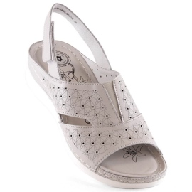 Leather comfortable sandals with elastic band eVento W 5850 beige 1