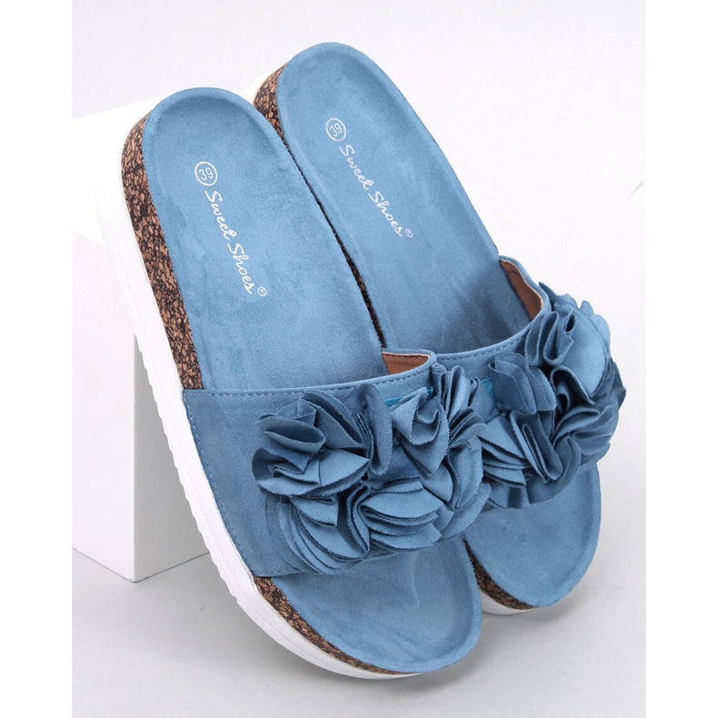 Rizzo Blue Flower Slippers 1