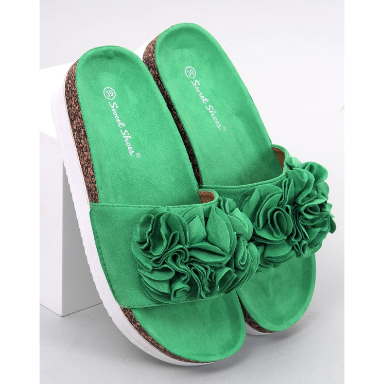 BM Rizzo Green flower slippers 1