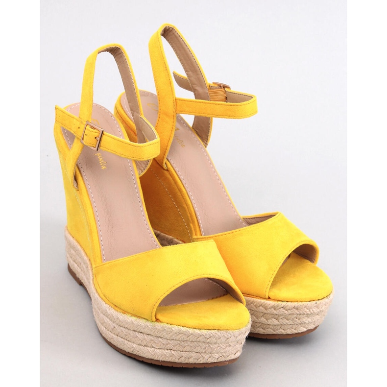 BM Winans Yellow espadrille wedge sandals 1
