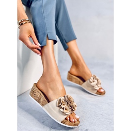 BM Wedge sandals with flowers from Peluso Beige 1