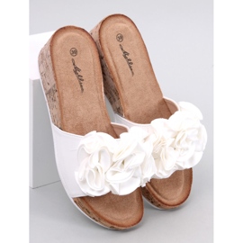 BM Wedge sandals with flowers from Peluso White 1