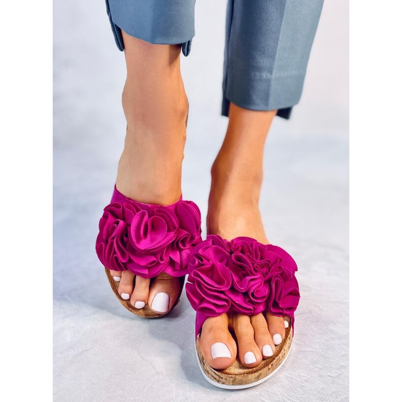 BM Wedge sandals with flowers Peluso Fuchsia pink 1