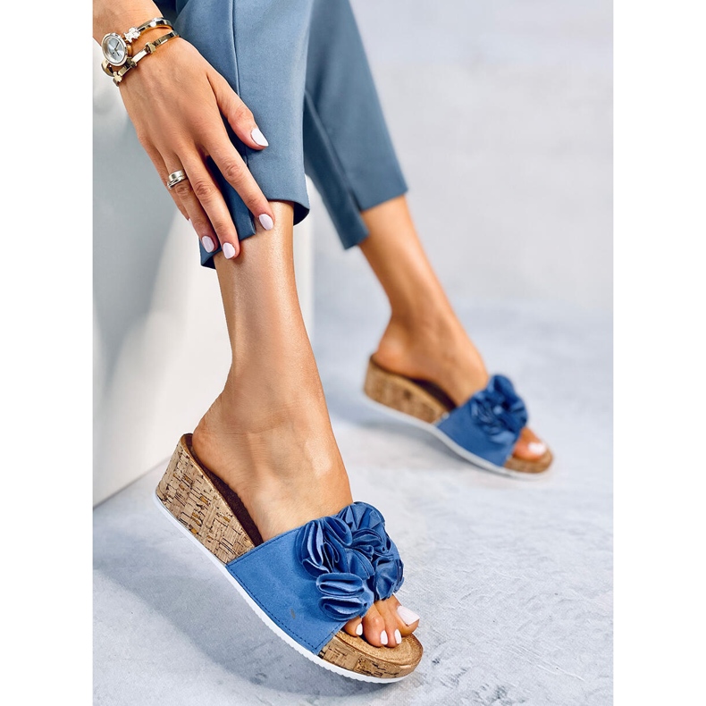 BM Wedge sandals with flowers Peluso Blue 1 BM Wedge sandals with flowers Peluso Blue 1