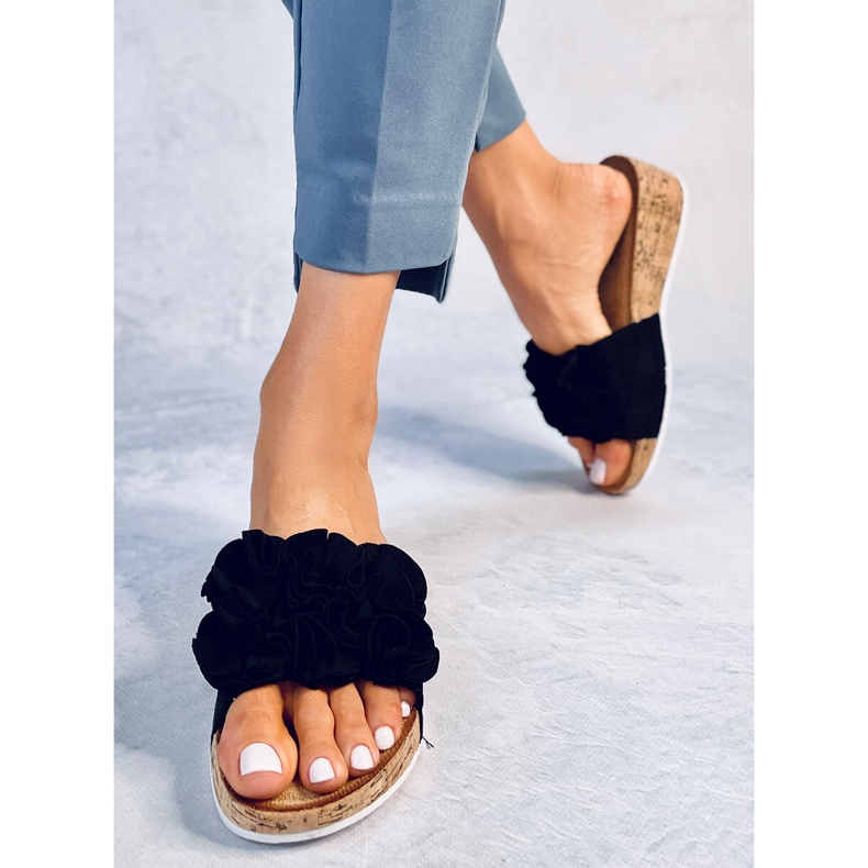 BM Wedge sandals with flowers from Peluso Black 2 BM Wedge sandals with flowers from Peluso Black 2